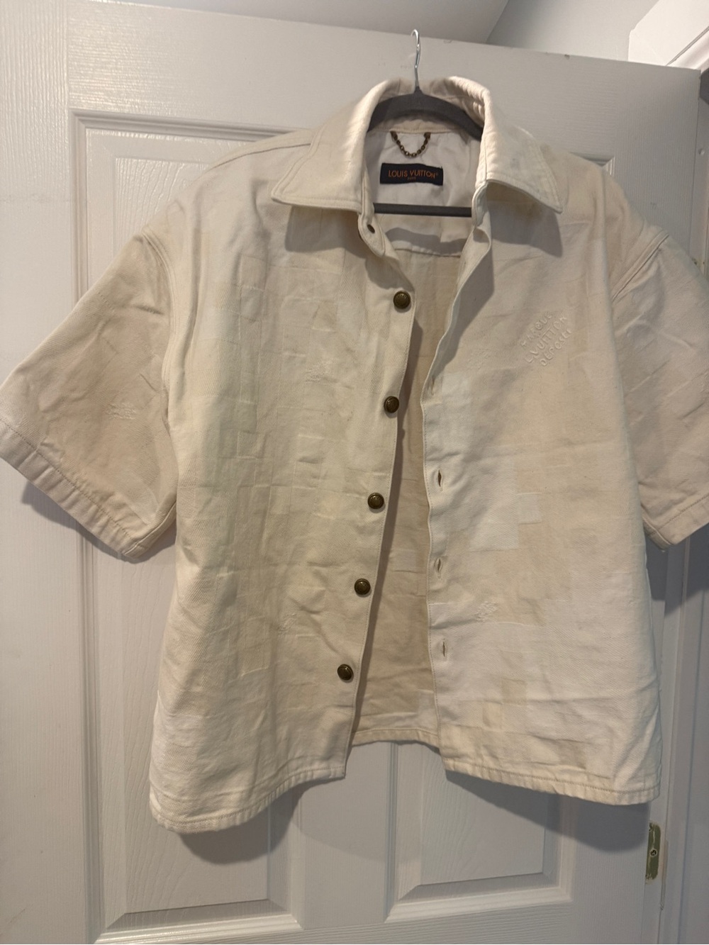 Louis Vuitton Cream Short-Sleeve Button-Down Shirt